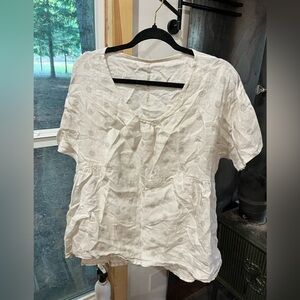 Linen blend babydoll top